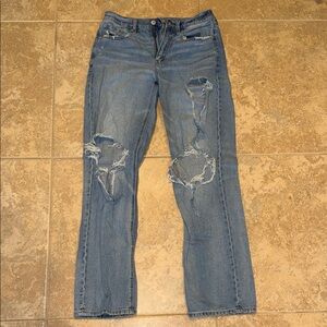 American Eagle Outfitters Light Blue Distressed Straight Leg Jeans